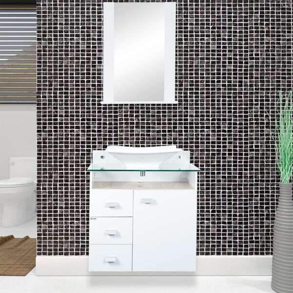 Conjunto De Banheiro Classic Branco E Carvalho