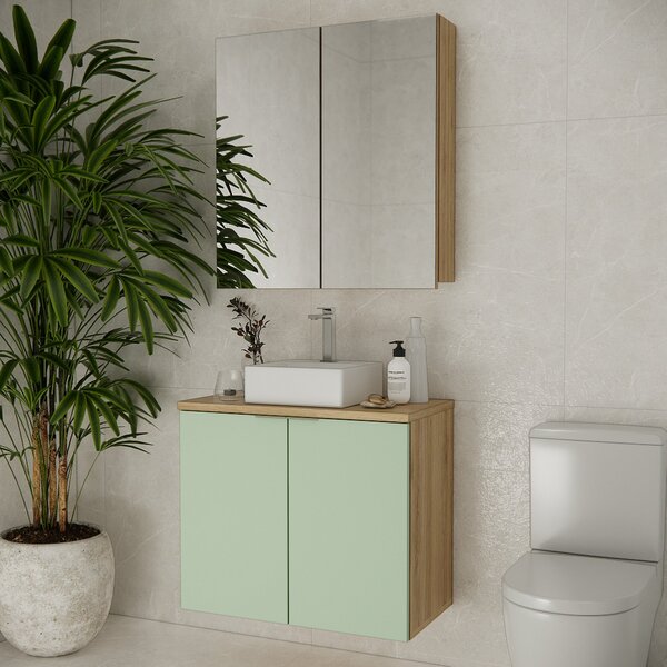 Conjunto De Banheiro Com Cuba 75cm X 145cm Nature Carvalho /