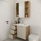 Conjunto De Banheiro Com Cuba 80cm Gaveta Esquerda Vittare Ca