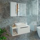 Conjunto De Banheiro Com Gabinete Suspenso 1 Porta E Espelhei