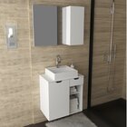 Conjunto De Banheiro Com Gabinete Suspenso 60cm E Espelheira