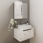 Conjunto De Banheiro Com Gabinete Suspenso E Espelheira Mármo