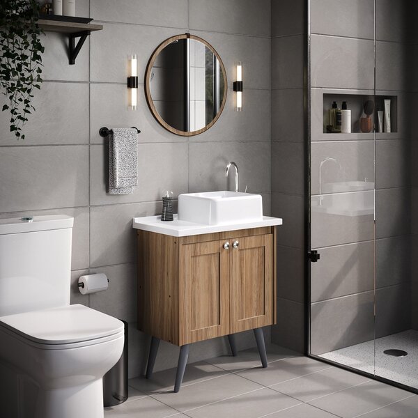 Conjunto De Banheiro Com Pé Paris, Espelheira, Tampo E Cuba E