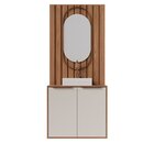 Conjunto De Banheiro Completo Com Armário 80cm Painel Ripado