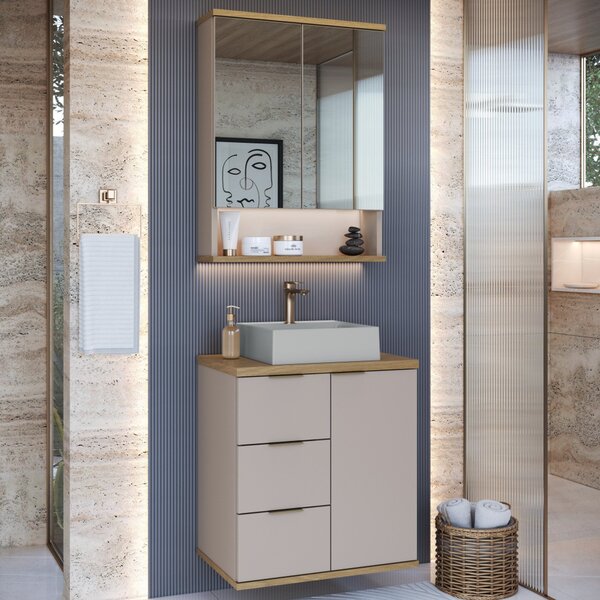 Conjunto De Banheiro Completo Com Gabinete, Cuba E Espelheira