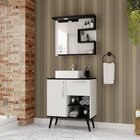 Conjunto De Banheiro Gabinete Com Pés Com Cuba E Espelheira V