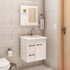 Conjunto De Banheiro Gabinete Suspenso 2 Gavetas Com Espelhei