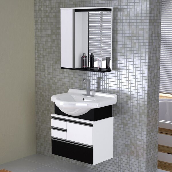 Conjunto De Banheiro Gabinete Suspenso 3 Gavetas Com Espelhei