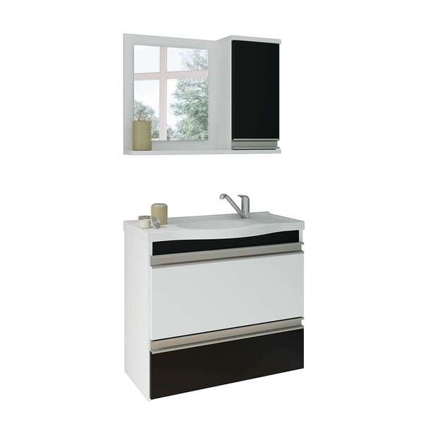 Conjunto De Banheiro Grécia Branco E Preto