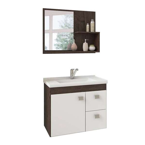 Conjunto De Banheiro Hortencia Café E Branco