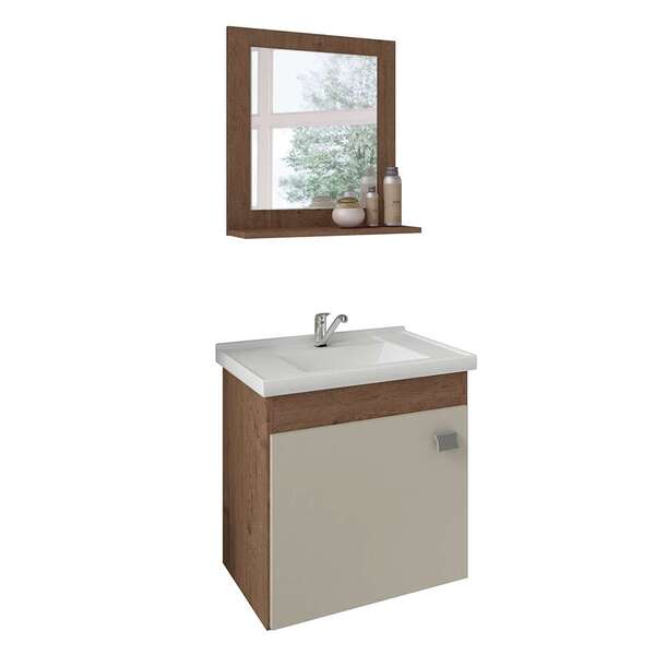 Conjunto De Banheiro Iris Amêndoa E Off White