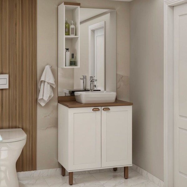 Conjunto De Banheiro Modulado 100% Mdf Americano 2 Peças Ilum