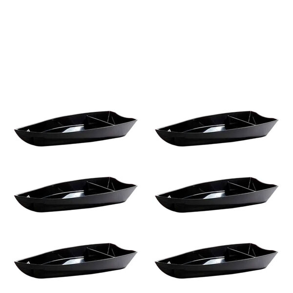 Conjunto De Barca Sushi 1l 6 Peças Preto Em Polipropileno Lin