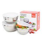 Conjunto De Bowl Tigelas Aço Inox 3 Peças Tampa Flexivel