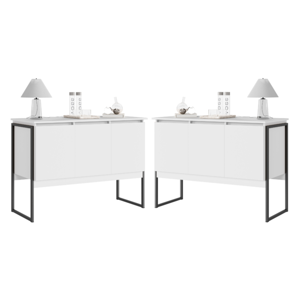 Conjunto De Buffets Industriais Milão Branco Preto