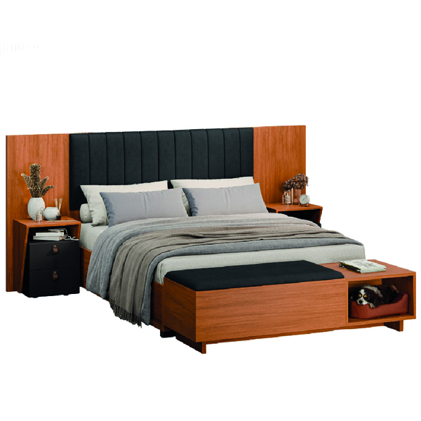 Conjunto De Cabeceira Extensível Com Mesa De Cabeceira E Calç