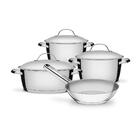 Conjunto De Caçarolas E Frigideira Allegra Inox 4 Peças Fundo