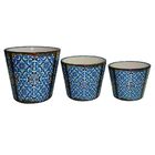 Conjunto De Cachepots De Ceramica Azul - 3 Pcs