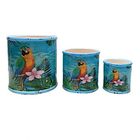 Conjunto De Cachepots De Ceramica De Arara  3 Pcs G 13cm X 13
