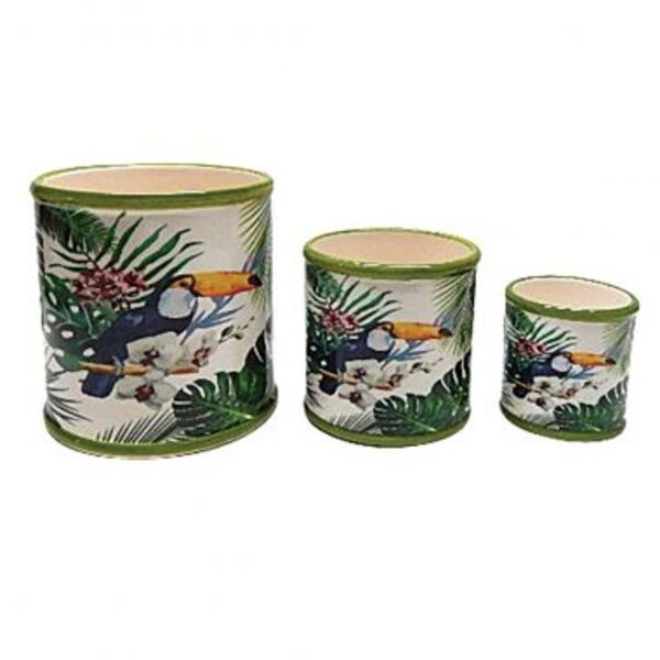 Conjunto De Cachepots De Ceramica De Tucano  3 Pcs G 13cm X 1