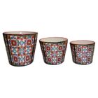 Conjunto De Cachepots De Ceramica Laranja - 3 Pcs