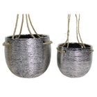 Conjunto De Cachepots De Ceramica Para Parede Prata Com Alca