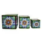 Conjunto De Cachepots De Ceramica Verde - 3 Pcs