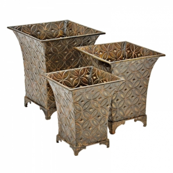 Conjunto De Cachepots De Ferro 3 Pcs