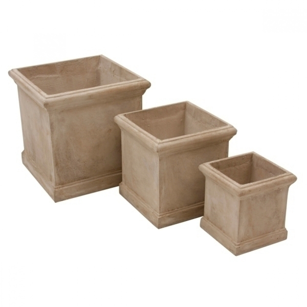 Conjunto De Cachepots De Fibra Cimenticia 3 Pcs