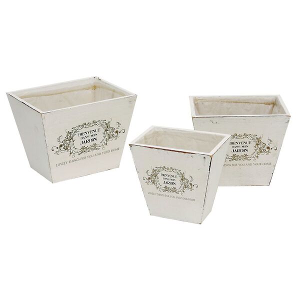 Conjunto De Cachepots De Madeira 3 Pcs