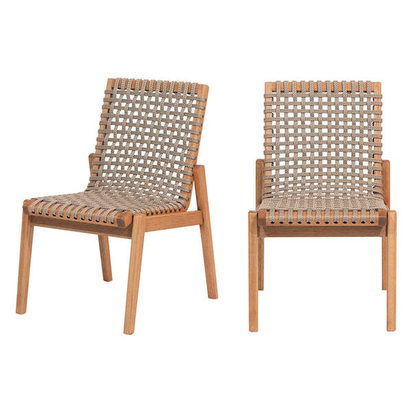 Conjunto De Cadeiras 2 Peças Trama - Jatobá E Corda Rami - Me