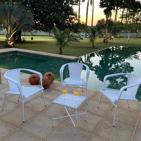 Conjunto De Cadeiras Área Externa Fibra Sintética Mar Branco