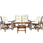 Conjunto De Cadeiras Com Namoradeira De Madeira Bambu Para Ár