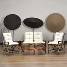 Conjunto De Cadeiras Com Namoradeira De Madeira Bambu Para Ár