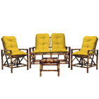 Conjunto De Cadeiras Com Namoradeira De Madeira Bambu Para Ár