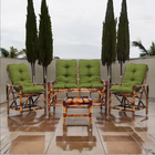 Conjunto De Cadeiras Com Namoradeira De Madeira Bambu Para Ár