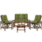 Conjunto De Cadeiras Com Namoradeira De Madeira Bambu Para Ár