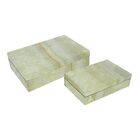 Conjunto De Caixas Marmorizadas De Madeira 2 Pcs Onix Branco