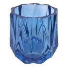 Conjunto De Castiçais De Vidro Azul  4pcs 7 5cm X 7 5cm