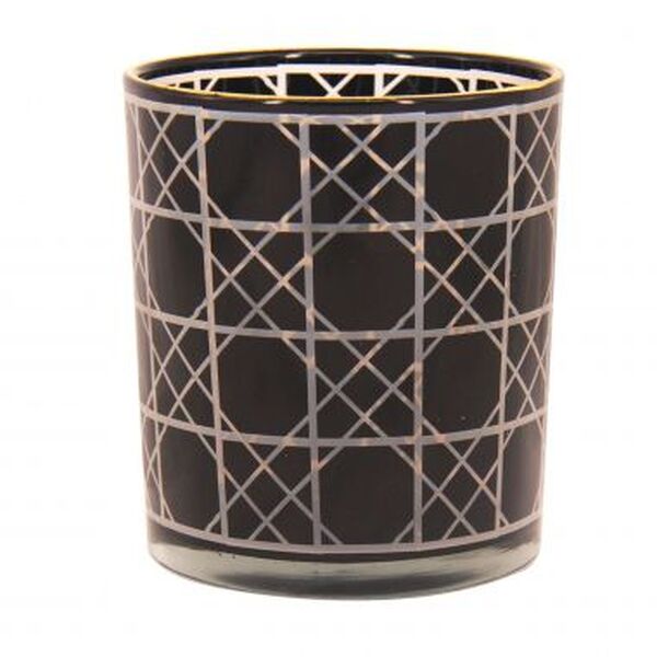 Conjunto De Castiçais De Vidro Preto - 4 Pcs 8 8cm X 10cm