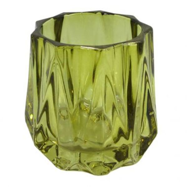 Conjunto De Castiçais De Vidro Verde Oliva  4pcs 7 5cm X 7 5cm