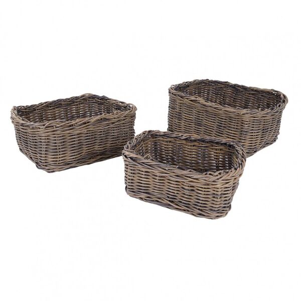 Conjunto De Cestos De Ratan  3 Pecas