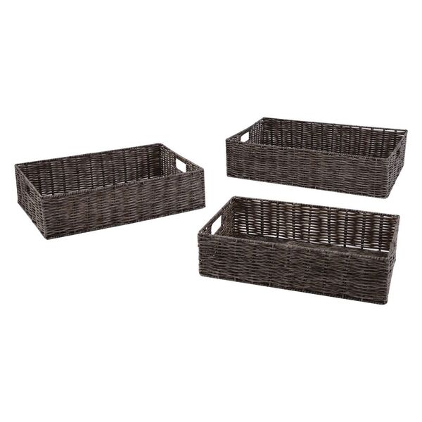 Conjunto De Cestos Plastico Marrom - 3 Pcs