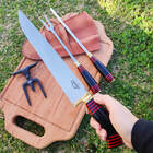 Conjunto De Churrasco Artesanal Faca Garfo Chaira Tridente Aç