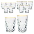 Conjunto De Copos De Vidro Diamond Fio De Ouro 12 Peças - Lyor