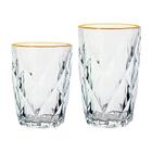 Conjunto De Copos De Vidro Diamond Fio De Ouro 12 Peças - Lyor