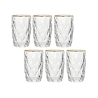 Conjunto De Copos Diamante Clear C/ Borda Dourada 350ml 6pçs