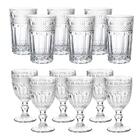 Conjunto De Copos E Taças De Vidro Barroco Transparente 12 Pe