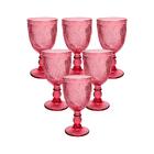Conjunto De Copos E Taças De Vidro Folha Rosa 12 Peças - Casa