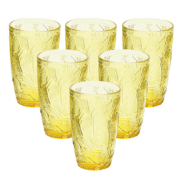 Conjunto De Copos Tropical Folhas Âmbar 380ml 6 Peças